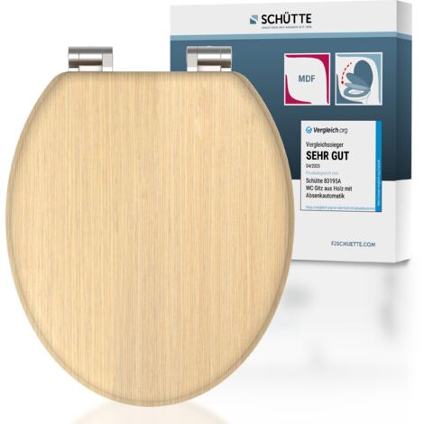 SCHÜTTE WC-Sitz aus MDF Holz mit Absenkautomatik Toilettendeckel mit Motiv Klodeckel Holzoptik 80197-A