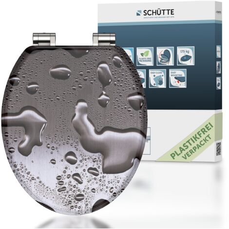 SCHÜTTE WC-Sitz aus MDF Holz mit Absenkautomatik Toilettendeckel mit Motiv Klodeckel Regen Tropfen 80123