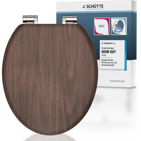 SCHÜTTE WC-Sitz aus MDF Holz mit Absenkautomatik Toilettendeckel Uni Klodeckel Einfarbig Holzoptik 80193