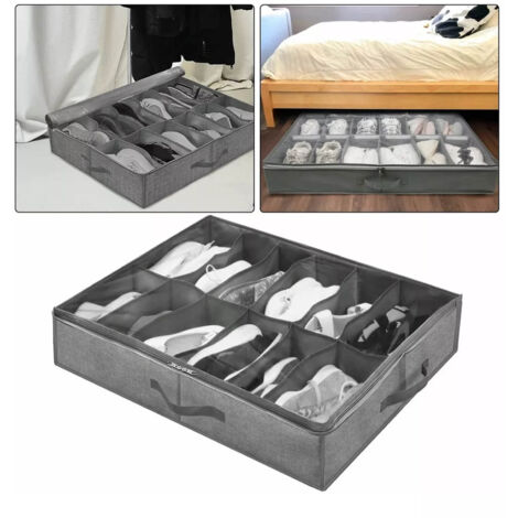 Schuhaufbewahrung für unter das Bett, Typ: [Fach] Hersteller: Independent Abmessungen: Standard Material: Karton + Vliesstoff Farbe: Glattes Grau Menge: 1