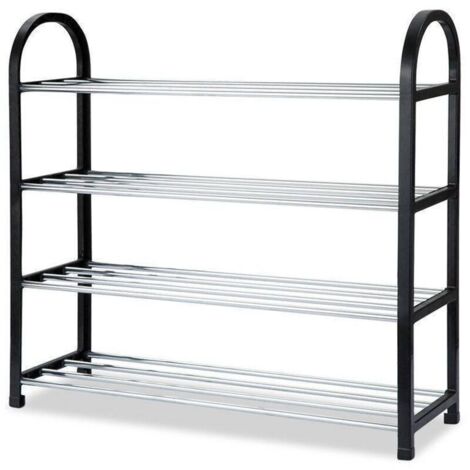 Schuhaufbewahrung, Schuhregal, Aufbewahrungsturm, Schrankorganizer, Kunststoff, Aluminium, Metall, DIY-Schuhregal für Flur/Eingangsbereich (4 Ebenen)