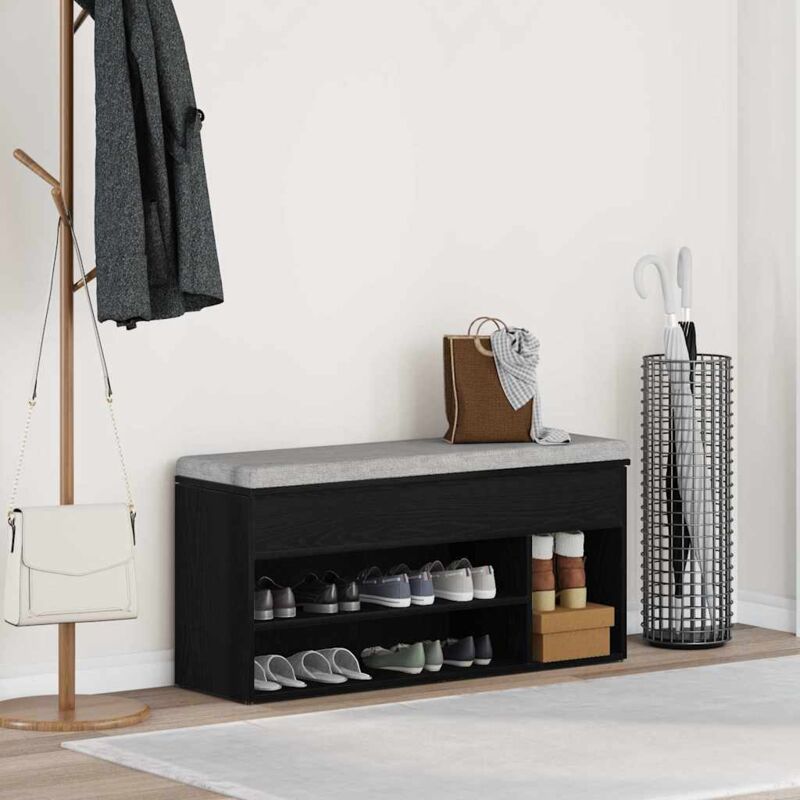Schuhbank Schwarz Eichen-optik 102x30, 5x45 Cm Holzwerkstoff - Vidaxl