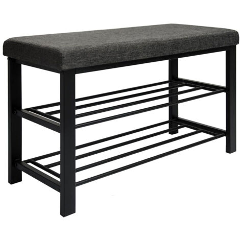 Schuhbank mit Polster - 81x32x50 Schuhregal mit Sitzfläche - Garderobenbank Flur