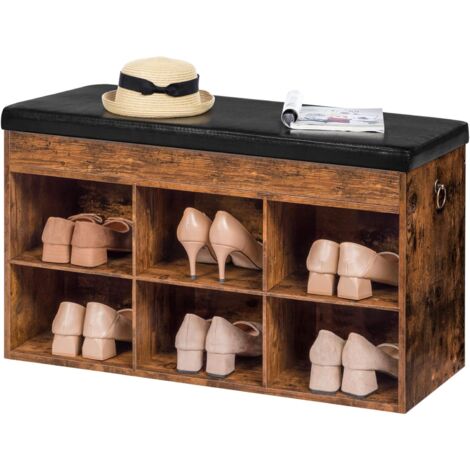 Schuhbank, Schuhregal mit Stauraum, 80 x 31 x 46 cm Sitzbank, Aufbewahrungshocker mit 6 Fächern, Schuhschrank für Eingang, Flur, Wohnzimmer, Schlafzimmer HOOBRO EBF80HX01