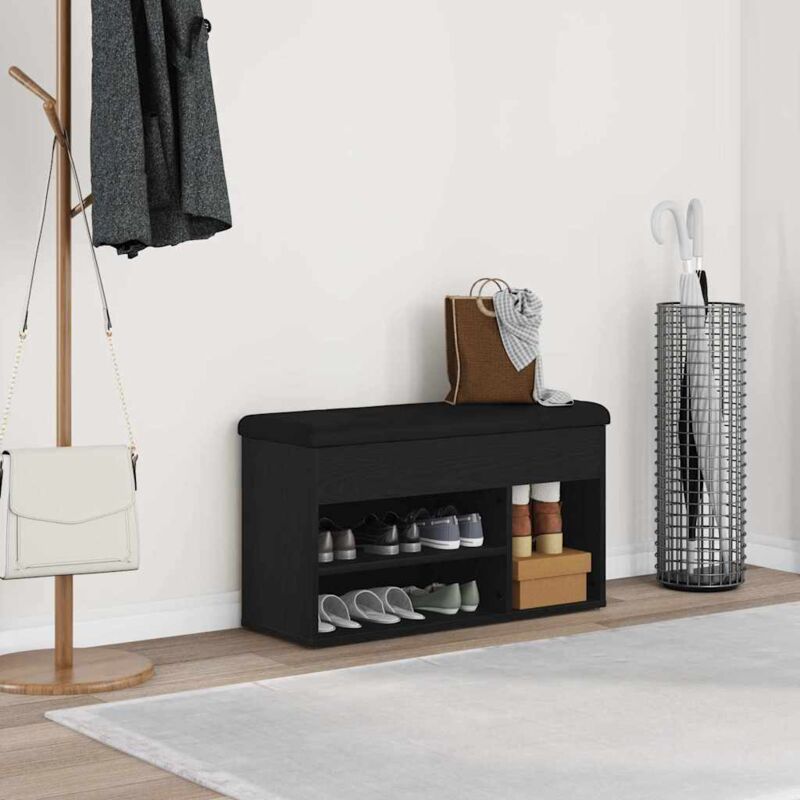 Bank Mit Stauraum Schwarz Eiche 80x30x45 Cm Holzwerkstoff Vidaxl362489