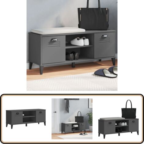 Schuhbank VIKEN Anthrazit 106x35x45 cm Holzwerkstoff - Schuhschrank - Schuhbank - Garderobe - Einbauschrank - Holzwerkstoffmöbel