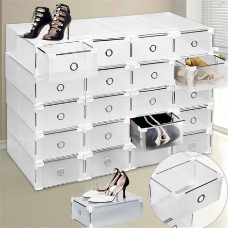 Schuhboxen Stapelbar Schuhkarton 20 Stück Transparent Aufbewahrungsbox für Schuhe 31x 20x11cm