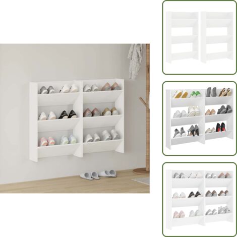 Schuhe aufhängen - vidaXL Wand-Schuhschränke 2 Stk. Weiß 60x18x90 cm Holzwerkstoff - Schuhorganizer