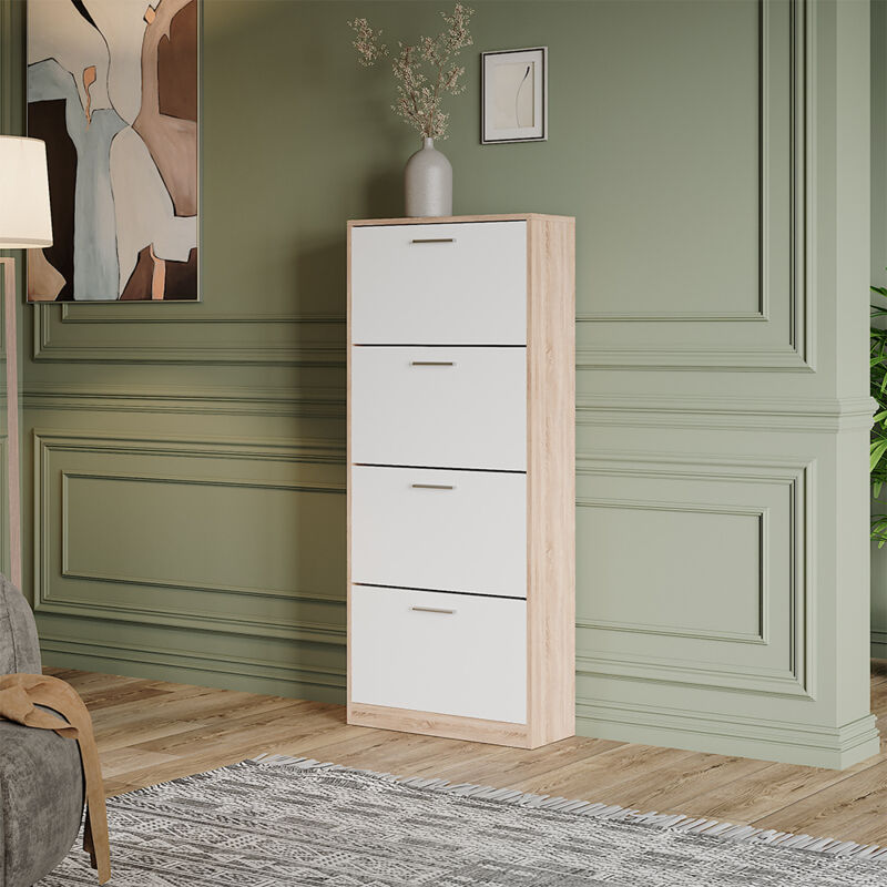 Vicco - Schuhkipper Gizmo, Sonoma/weiß, 59 X 137 Cm Mit 4 Fächern