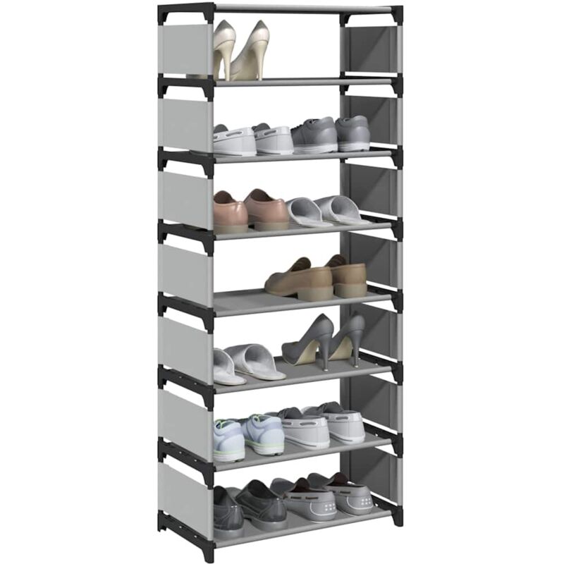 Schuhregal 8 Ebenen Grau 54x28x124 Cm Vliesstoff Vidaxl