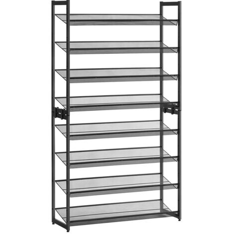 Schuhregal 2-teilig, 4 Ebenen Schuhschrank, Schuhständer, höhenverstellbare Schuhablage