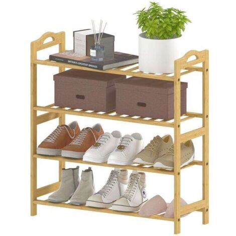 Schuhregal aus Bambus, 4 Ebenen, Naturholz-Optik, für Flur und Wohnzimmer 67,5 x 24,7 x 72 cm, Naturholz