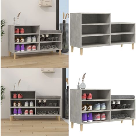 Schuhregal Betongrau 102x36x60 cm Holzwerkstoff - Schuhschrank - Schuhregal - Garderobe - Einbauschrank - Wohnzimmermöbel - Home & Living