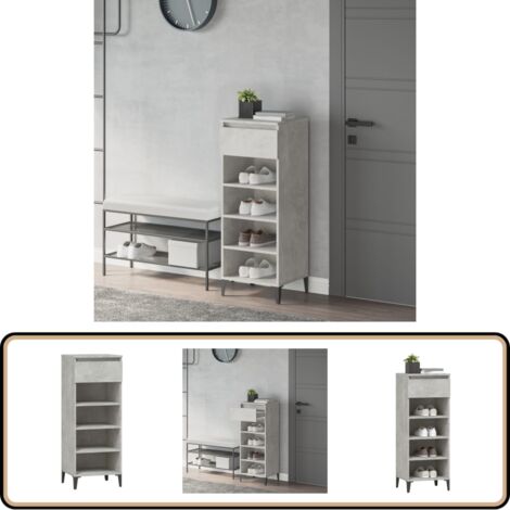Schuhregal Betongrau 40x36x105 cm Holzwerkstoff - Schuhregal - Schuhschrank - Garderobe - Aufbewahrung - Wohnzimmermöbel