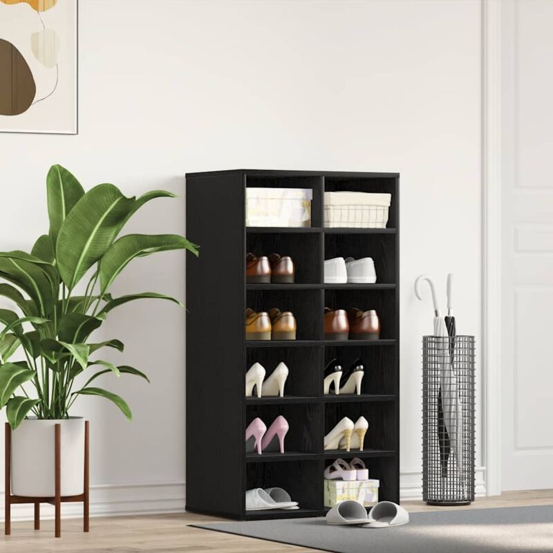 Vidaxl - Schuhregal Schwarz Eichen-optik 54x34x100, 5 Cm Holzwerkstoff