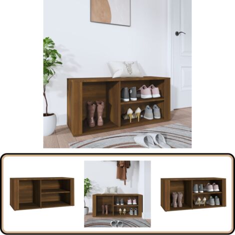 Schuhregal Braun Eichen-Optik 100x35x45 cm Holzwerkstoff - Schuhschrank - Schuhregal - Holzwerkstoff - Eiche Optik - Flurmöbel