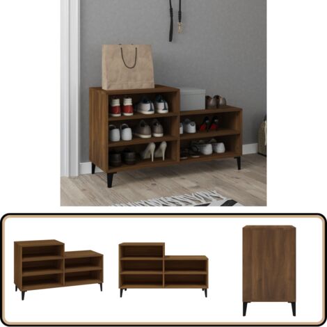 Schuhregal Braun Eichen-Optik 102x36x60 cm Holzwerkstoff - Schuhregal - Schuhanlage - Holzwerkstoff Regal - Wohnzimmermöbel - Garderobe