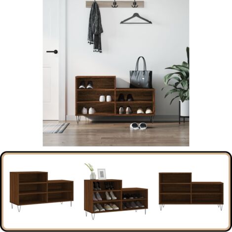 Schuhregal Braun Eichen-Optik 102x36x60 cm Holzwerkstoff - Schuhschrank - Schuhregal - Holzwerkstoffmöbel - Eiche Optik - Wohnzimmerorganisation