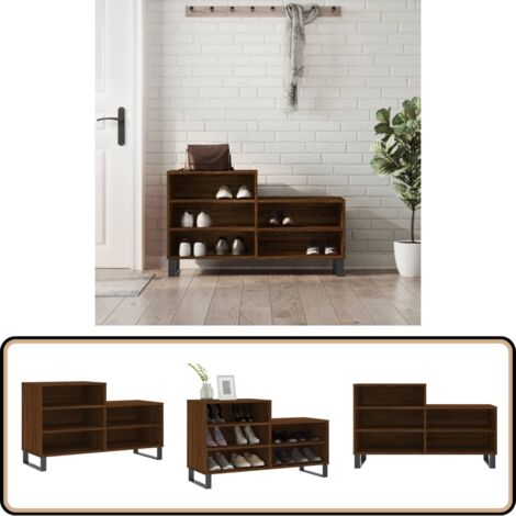 Schuhregal Braun Eichen-Optik 102x36x60 cm Holzwerkstoff - Schuhschrank - Schuhregal - Holzwerkstoffmöbel - Eiche Optik - Wohnzimmerorganisation
