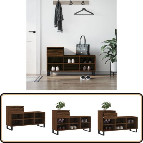 Schuhregal Braun Eichen-Optik 102x36x60 cm Holzwerkstoff - Schuhschrank - Schuhregal - Holzwerkstoffmöbel - Eiche Optik - Wohnzimmerorganisation