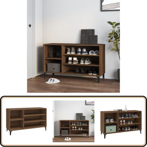 Schuhregal Braun Eichen-Optik 102x36x60 cm Holzwerkstoff - Schuhschrank - Schuhregal - Holzwerkstoffmöbel - Garderobe - Flurorganisation