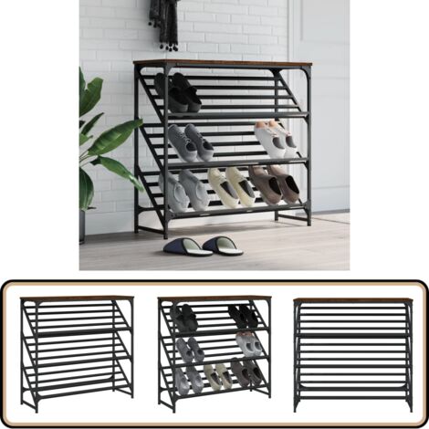 Schuhregal Braun Eichen-Optik 90x30x85 cm Holzwerkstoff - Schuhschrank - Schuhregal - Garderobe - Einbauschrank - Aufbewahrungssystem