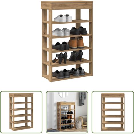 Schuhregal Eiche - Schuhregal Artisan-Eiche 60x30x98 cm Holzwerkstoff