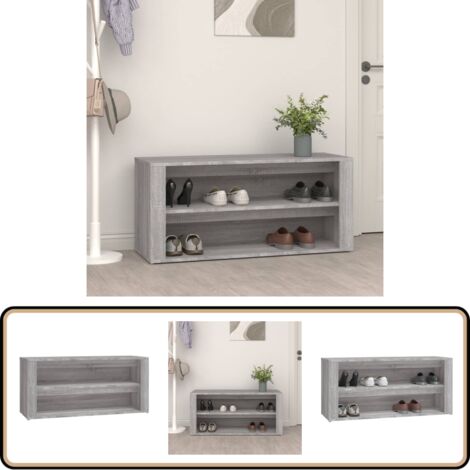 Schuhregal Grau Sonoma 100x35x45 cm Holzwerkstoff - Schuhregal - Schuhschrank - Holzwerkstoff Regal - Garderobe - Aufbewahrungssystem