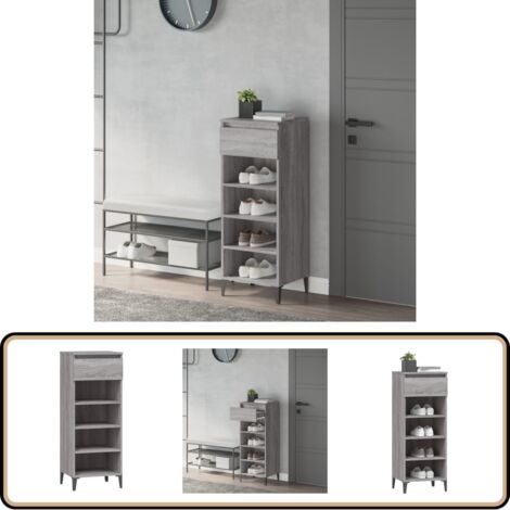 Schuhregal Grau Sonoma 40x36x105 cm Holzwerkstoff - Schuhregal - Schuhschrank - Garderobe - Aufbewahrungssystem - Wohnzimmermöbel