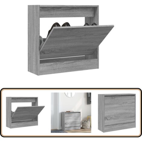 Schuhregal Grau Sonoma 60x21x57 cm Holzwerkstoff - Schuhschrank - Schuhregal - Garderobe - Einbauschrank - Flurmöbel