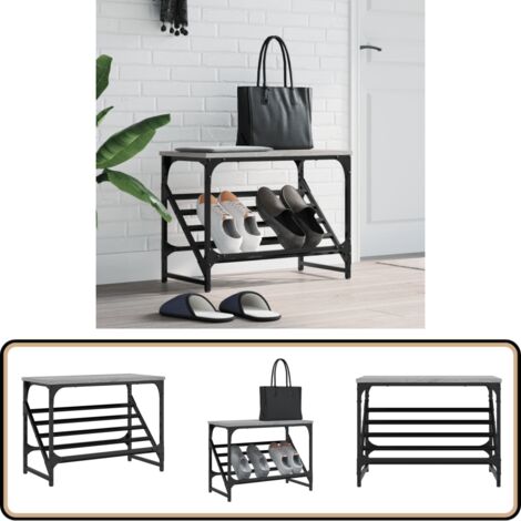 Schuhregal Grau Sonoma 60x30x45 cm Holzwerkstoff - Schuhschrank - Schuhregal - Garderobe - Aufbewahrungssystem - Wohnraumorganisation