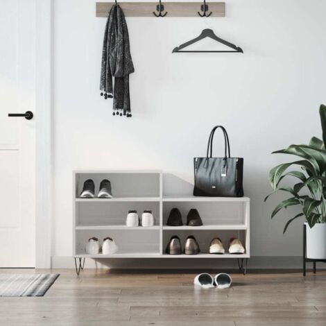 Schuhregal Hochglanz-Weiß 102x36x60 cm Holzwerkstoff vidaXL