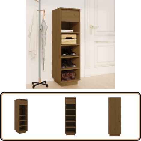 Schuhregal Honigbraun 30x34x105 cm Massivholz Kiefer - Schuhschrank - Schuhregal - Kiefernholz - Holz Schrank - Garderobe