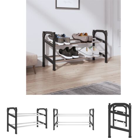 Schuhregal mit 2 Ablagen Ausziehbar 119x24x37 cm
