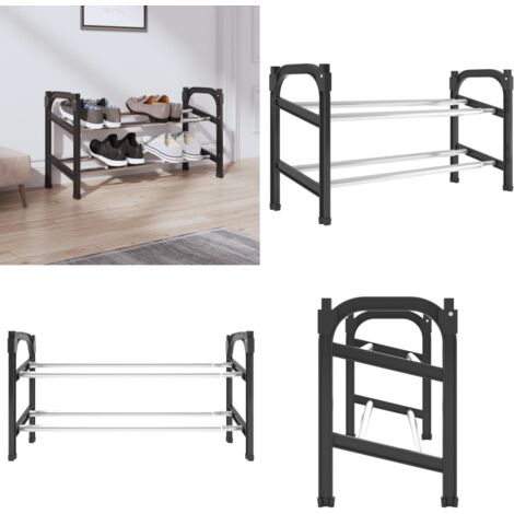 Schuhregal mit 2 Ablagen Ausziehbar 119x24x37 cm - Schuhablage - Schuhordnung