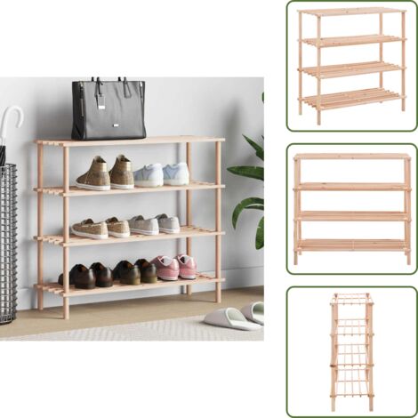 Schuhregal mit 4 Böden Massivholz Tanne - Schuhregal - Schuhschrank - Tannenschrank - Garderobe - Einbauschrank