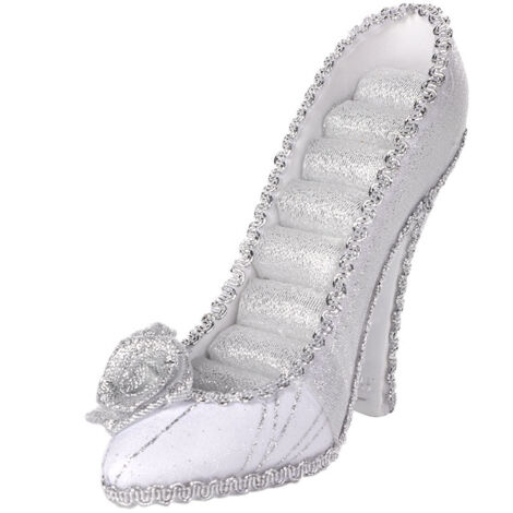 Schuhregal mit hohen Absätzen und Ablagefläche für Schmuck und Modeaccessoires