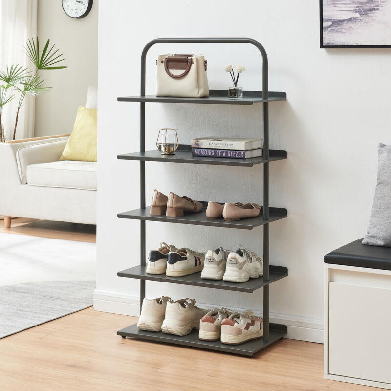 Schuhregal Poytya Stahl 119x60x32 Cm Anthrazit [en.casa]