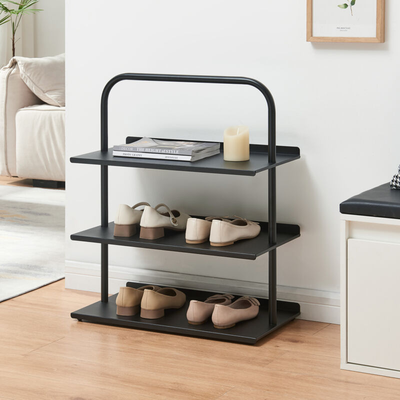 [en.casa] - Schuhregal Poytya Stahl 73x60x32 Cm Schwarz