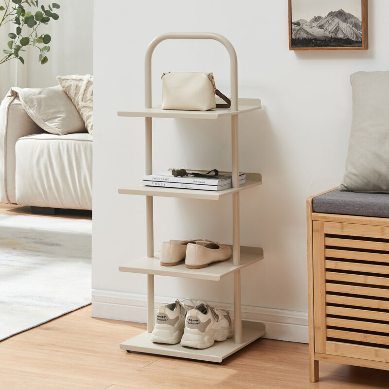 [en.casa] - Schuhregal Poytya Stahl 96x34x32 Cm Champagne