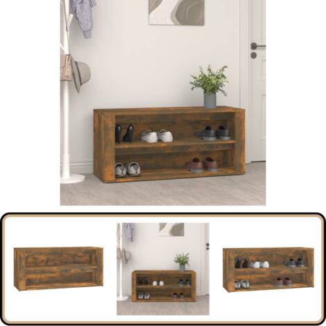 Schuhregal Räuchereiche 100x35x45 cm Holzwerkstoff - Schuhregal - Schuhschrank - Holzwerkstoff Regal - Garderobe - Einbauschrank