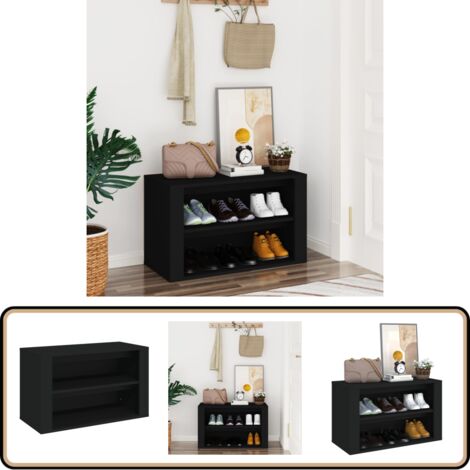 Schuhregal Schwarz 75x35x45 cm Holzwerkstoff - Schuhregal - Schuhschrank - Holzwerkstoff Möbel - Garderobe - Einbauschrank
