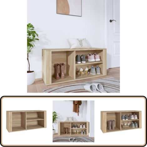 Schuhregal Sonoma-Eiche 100x35x45 cm Holzwerkstoff - Schuhschrank - Schuhregal - Holzwerkstoff - Sonoma-Eiche - Garderobe