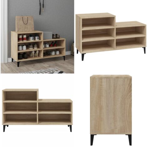 Schuhregal Sonoma-Eiche 102x36x60 cm Holzwerkstoff - Schuhregal - Schuhschrank - Holzwerkstoffmöbel - Wohnzimmerdeko - Garderobe - Home & Living