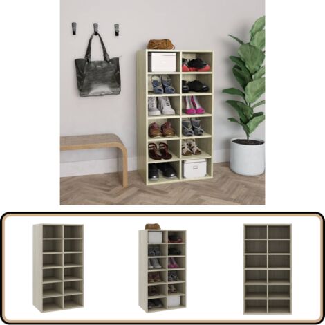 Schuhregal Sonoma-Eiche 54x34x100,5 cm Holzwerkstoff - Schuhregal - Schuhschrank - Holzwerkstoff Regal - Garderobe - Aufbewahrungssystem