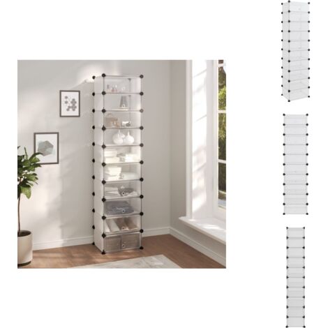 Schuhregal Transparent 44x32x174 cm PP - Schuhregal - Aufbewahrungsbox - Schrank - Garderobe - Organisationssystem
