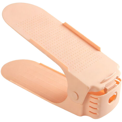 [Schuhregal] Verdicktes Doppelregal mit 4 verstellbaren Höhen, PP-Schuhablage, Rosa