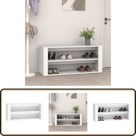 Schuhregal Weiß 100x35x45 cm Holzwerkstoff - Schuhregal - Schuhschrank - Holzwerkstoff Regal - Garderobe - Aufbewahrungssystem