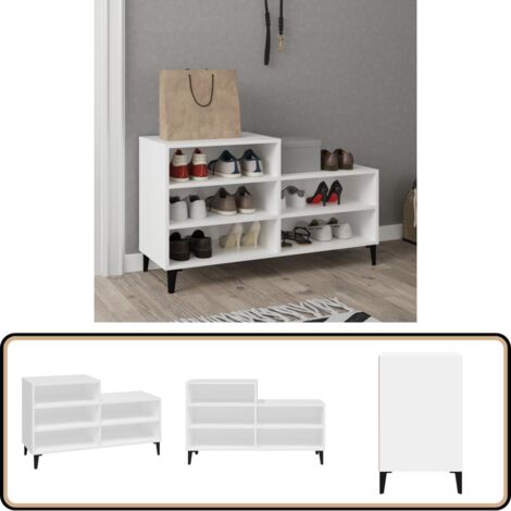 Schuhregal Weiß 102x36x60 cm Holzwerkstoff - Schuhregal - Schrank - Garderobe - Aufbewahrung - Wohnraum