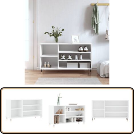 Schuhregal Weiß 102x36x60 cm Holzwerkstoff - Schuhschrank - Schuhregal - Holzwerkstoffmöbel - Garderobe - Aufbewahrungsbox